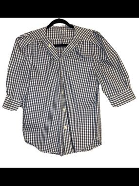 KMJ Kate McHale Jensen Gingham Puff Sleeve Blouse Women’s Large